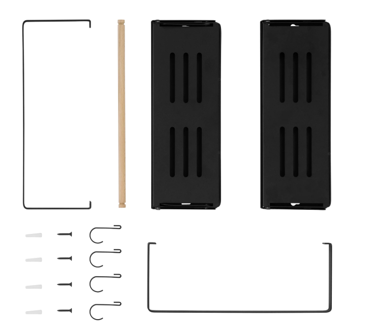 Set van 2 Wandplanken – Met Haken & Handdoekhouder, Metaal & Hout