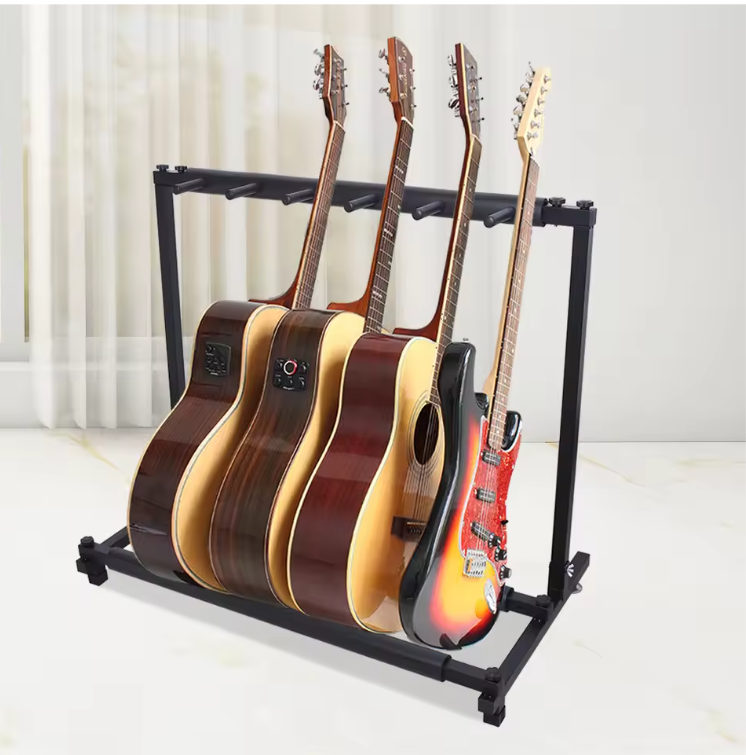 Gitarenstandaard 5-Slots – Vrijstaand Rek voor Gitaar & Bas