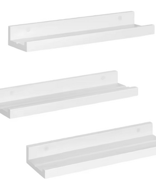 Set van 3 Zwevende Wandplanken – MDF Fotoplank Wit, Modern & Praktisch