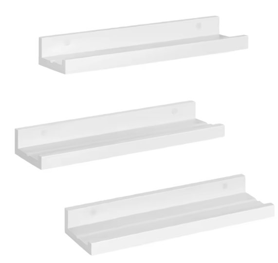 Set van 3 Zwevende Wandplanken – MDF Fotoplank Wit, Modern & Praktisch