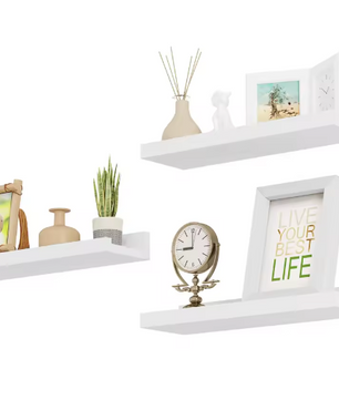Set van 3 Zwevende Wandplanken – MDF Fotoplank Wit, Modern & Praktisch