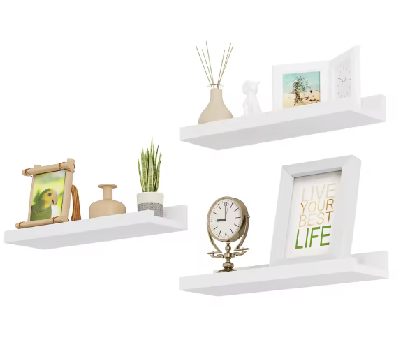 Set van 3 Zwevende Wandplanken – MDF Fotoplank Wit, Modern & Praktisch