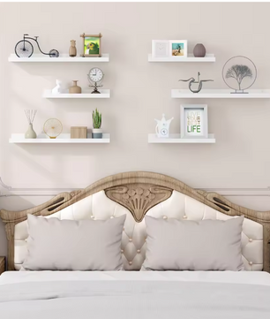 Set van 3 Zwevende Wandplanken – MDF Fotoplank Wit, Modern & Praktisch