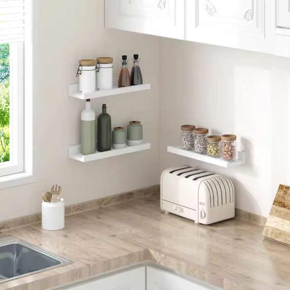 Set van 3 Zwevende Wandplanken – MDF Fotoplank Wit, Modern & Praktisch