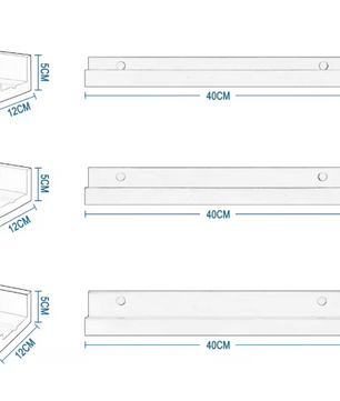 Set van 3 Zwevende Wandplanken – MDF Fotoplank Wit, Modern & Praktisch
