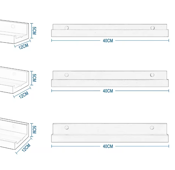 Set van 3 Zwevende Wandplanken – MDF Fotoplank Wit, Modern & Praktisch