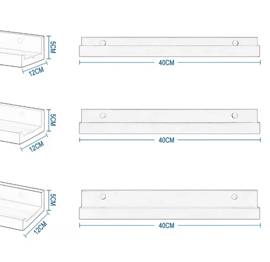 Set van 3 Zwevende Wandplanken – MDF Fotoplank Wit, Modern & Praktisch