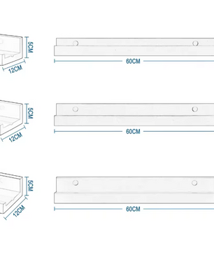Set van 3 Zwevende Wandplanken – MDF Fotoplank Wit, Modern & Praktisch