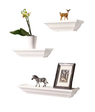 Set van 3 Barok Wandplanken – MDF Hout, Zwevend en Decoratief