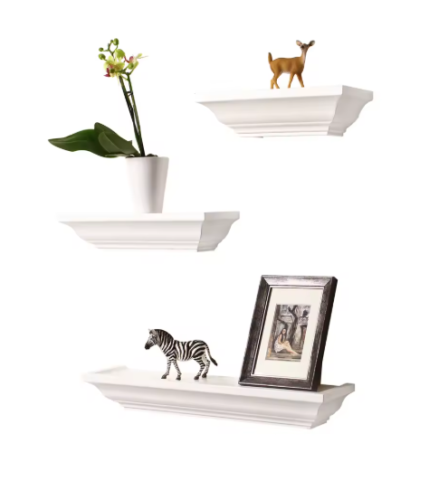 Set van 3 Barok Wandplanken – MDF Hout, Zwevend en Decoratief