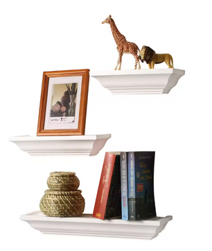 Set van 3 Barok Wandplanken – MDF Hout, Zwevend en Decoratief