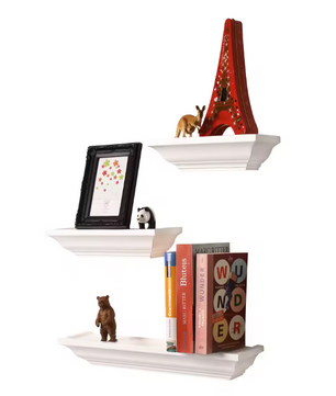 Set van 3 Barok Wandplanken – MDF Hout, Zwevend en Decoratief