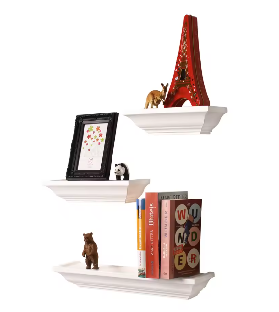 Set van 3 Barok Wandplanken – MDF Hout, Zwevend en Decoratief