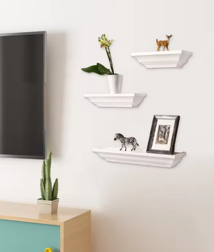 Set van 3 Barok Wandplanken – MDF Hout, Zwevend en Decoratief