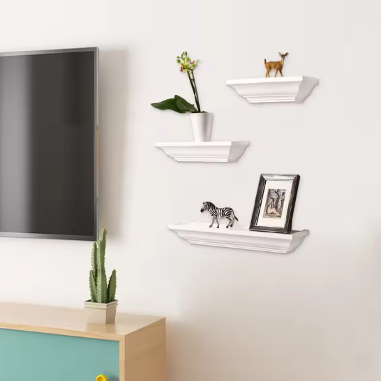 Set van 3 Barok Wandplanken – MDF Hout, Zwevend en Decoratief