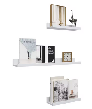 Set van 3 Zwevende Wandplanken – MDF Wit, Opslag & Decoratie