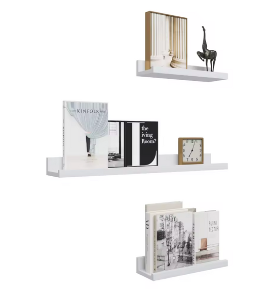 Set van 3 Zwevende Wandplanken – MDF Wit, Opslag & Decoratie