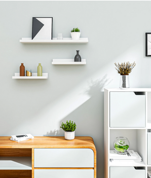 Set van 3 Zwevende Wandplanken – MDF Wit, Opslag & Decoratie