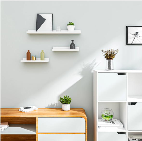 Set van 3 Zwevende Wandplanken – MDF Wit, Opslag & Decoratie