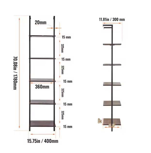 Industriële Wandplank – 3-Lagen Opslagrek van Metaal & Hout