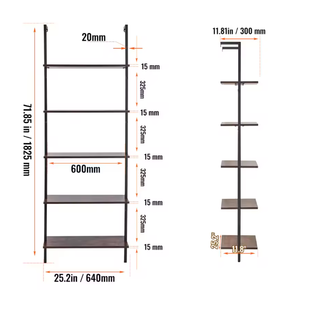 Industriële Wandplank – 3-Lagen Opslagrek van Metaal & Hout