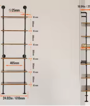 Industriële Wandplank – 3-Lagen Opslagrek van Metaal & Hout