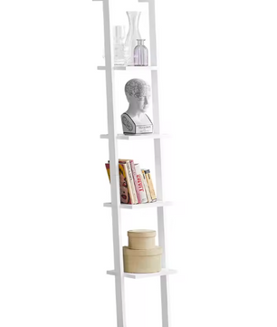 Ladder Wandrek met 4 Planken – Staande Boekenkast Wit