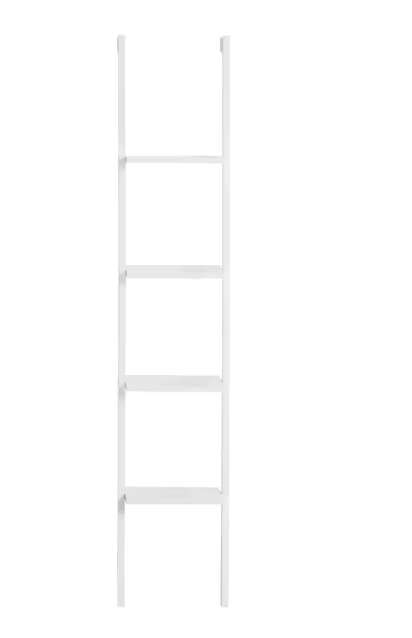 Ladder Wandrek met 4 Planken – Staande Boekenkast Wit