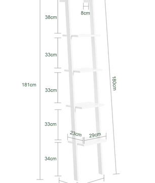 Ladder Wandrek met 4 Planken – Staande Boekenkast Wit