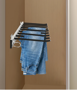 Uitschuifbaar Broekenrek – 9-Rods Zijmontage Kledinghanger