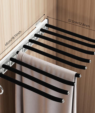 Uitschuifbaar Broekenrek – 9-Rods Zijmontage Kledinghanger