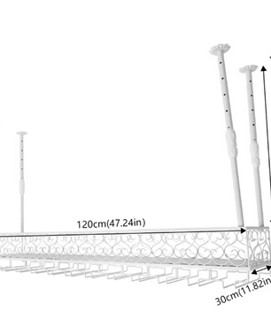 Plafond Wijnrek met Glashouder – Verstelbaar Metalen Opslagrek