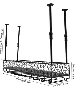 Plafond Wijnrek met Glashouder – Verstelbaar Metalen Opslagrek