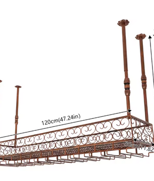 Plafond Wijnrek met Glashouder – Verstelbaar Metalen Opslagrek
