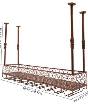 Plafond Wijnrek met Glashouder – Verstelbaar Metalen Opslagrek