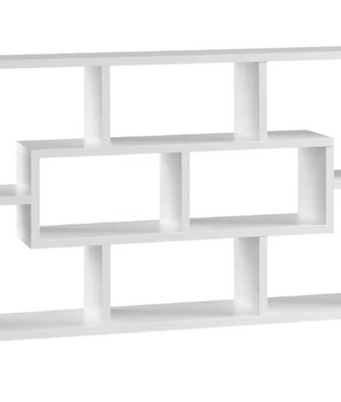 Wandplank met 8 Vakken – Hangend Opbergrek Wit 85x48x16 cm