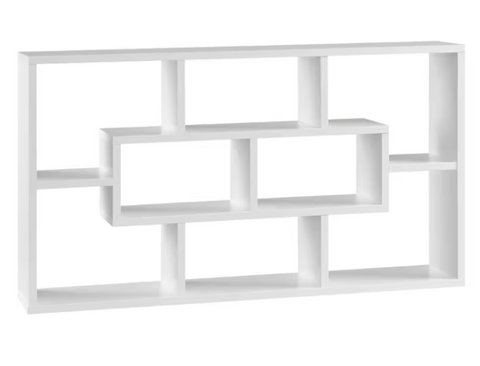 Wandplank met 8 Vakken – Hangend Opbergrek Wit 85x48x16 cm