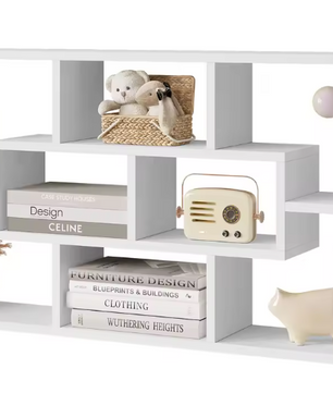 Wandplank met 8 Vakken – Hangend Opbergrek Wit 85x48x16 cm