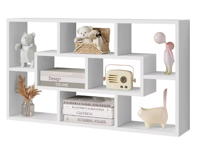 Wandplank met 8 Vakken – Hangend Opbergrek Wit 85x48x16 cm