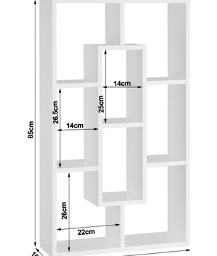 Wandplank met 8 Vakken – Hangend Opbergrek Wit 85x48x16 cm