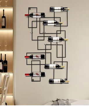 Wand Wijnrek voor 10 Flessen – Geometrisch Design van Metaal