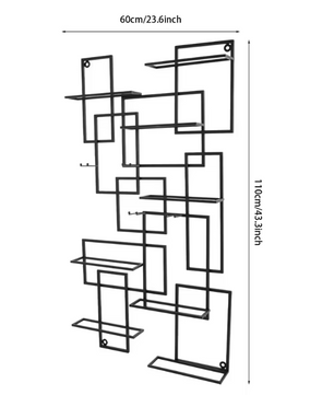 Wand Wijnrek voor 10 Flessen – Geometrisch Design van Metaal