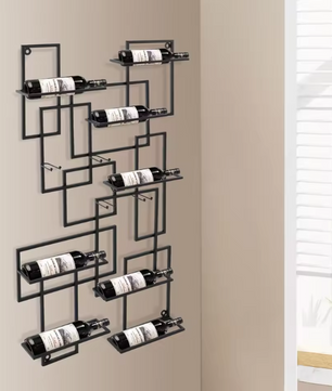 Wand Wijnrek voor 10 Flessen – Geometrisch Design van Metaal