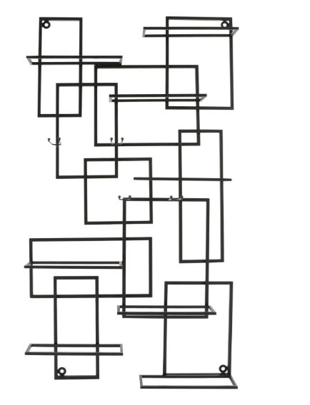 Wand Wijnrek voor 10 Flessen – Geometrisch Design van Metaal