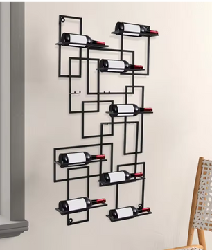 Wand Wijnrek voor 10 Flessen – Geometrisch Design van Metaal