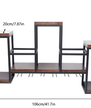 Wand Wijnrek met Glashouder – Massief Hout & Metaal, 12 Flessen, 106 cm