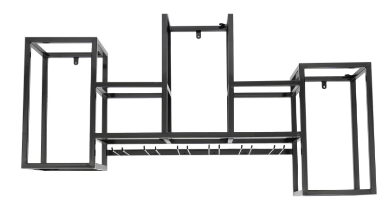 Wand Wijnrek met Glashouder – Massief Hout & Metaal, 12 Flessen, 106 cm