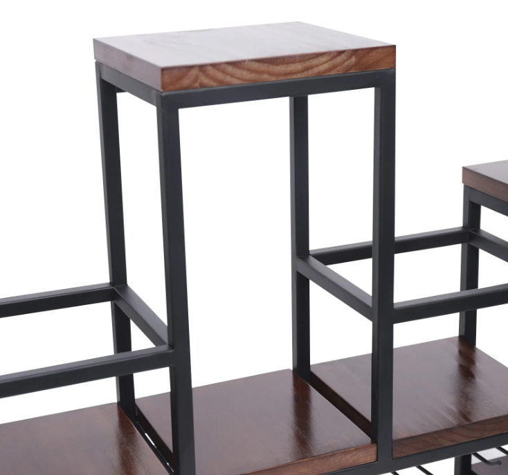 Wand Wijnrek met Glashouder – Massief Hout & Metaal, 12 Flessen, 106 cm