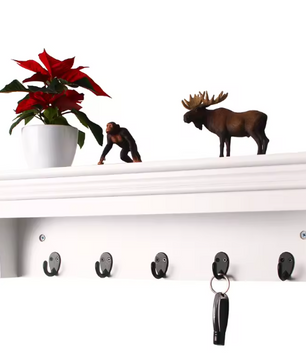 Wandplank met 5 Haken – MDF Wandrek voor Badkamer, Hal & Woonkamer