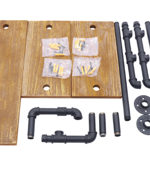 Wandrek met 3 Lagen – Houten Planken & Metalen Frame, Industrieel Design